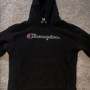 A black champion hoodie